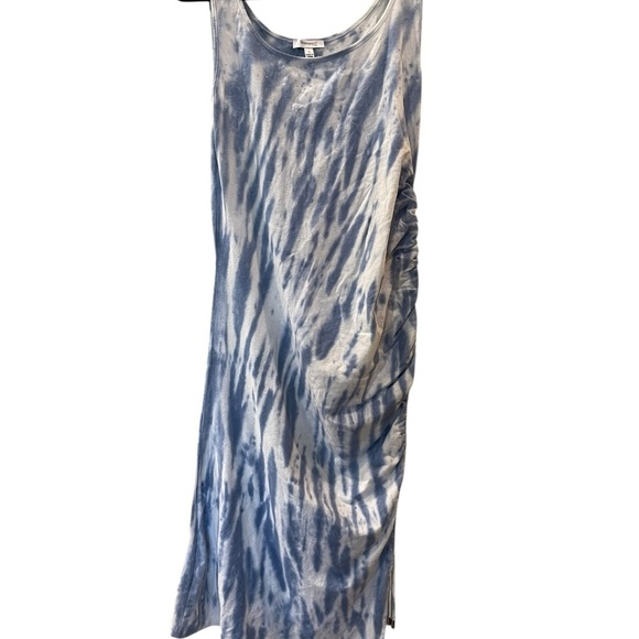 Skinnygirl Connie Women’s Side Ruched Midi Tank Dress Blue Tie Dye Size: Large - Picture 4 of 13